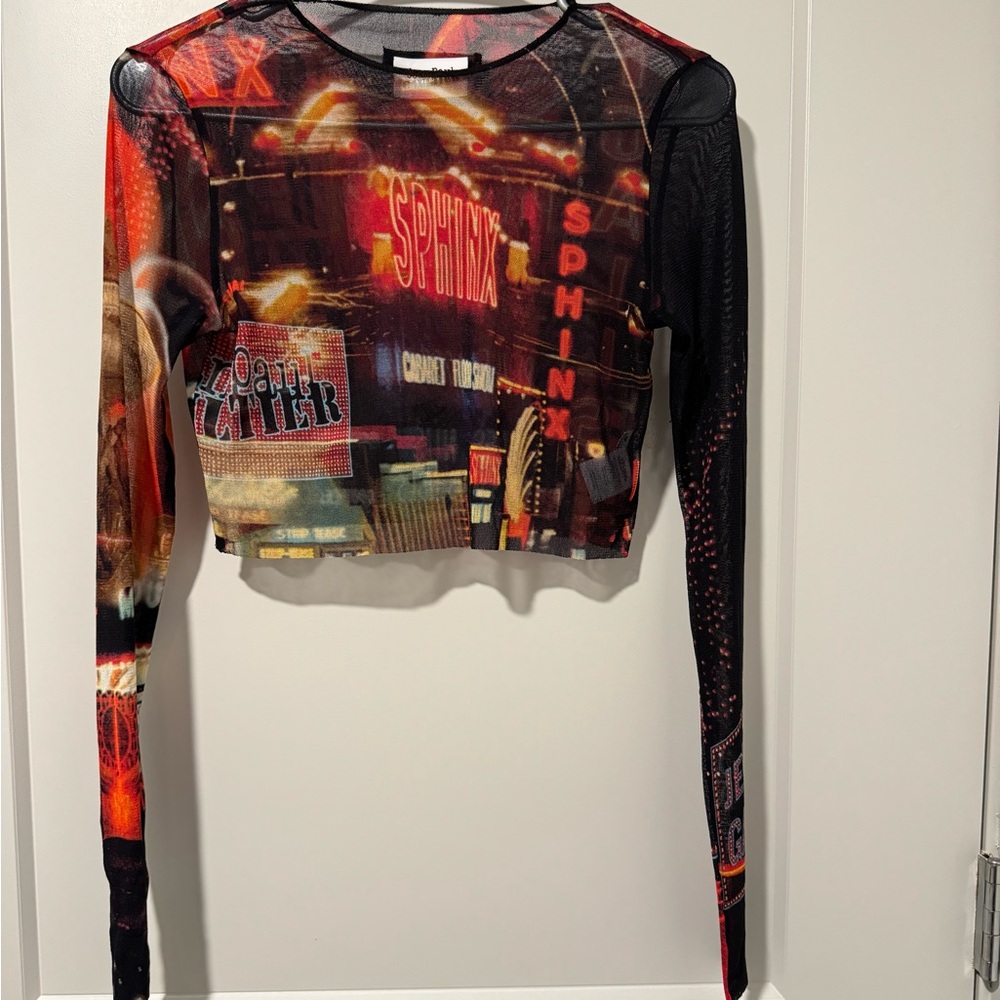 Jean Paul Gaultier Red and Black Graphic Crop Top